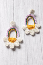 Load image into Gallery viewer, Handmade Beaded Rainbow and Flower Motifs Dangler Earrings
