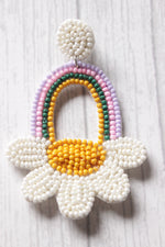 Load image into Gallery viewer, Handmade Beaded Rainbow and Flower Motifs Dangler Earrings
