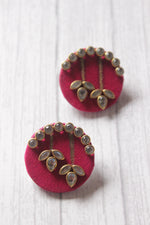 Load image into Gallery viewer, Glass Stones Embedded Gold Tone Handmade Fabric Stud Earrings
