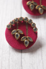 Load image into Gallery viewer, Glass Stones Embedded Gold Tone Handmade Fabric Stud Earrings
