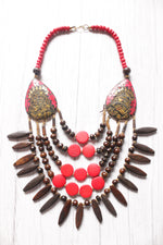 Load image into Gallery viewer, Red &amp; Brown Wooden Beads Tribal Motifs Handcrafted Statement African Tribal Necklace
