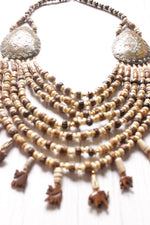 Load image into Gallery viewer, Ivory &amp; Brown Wooden Beads Elephant Charms Tribal Motifs Handcrafted Statement African Tribal Necklace
