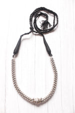 Load image into Gallery viewer, Metal Beads Silver Finish Adjustable Thread Closure Choker Necklace
