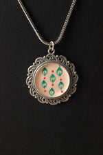 Load image into Gallery viewer, Oxidised Silver Finish Hand Painted Pendant Chain Necklace

