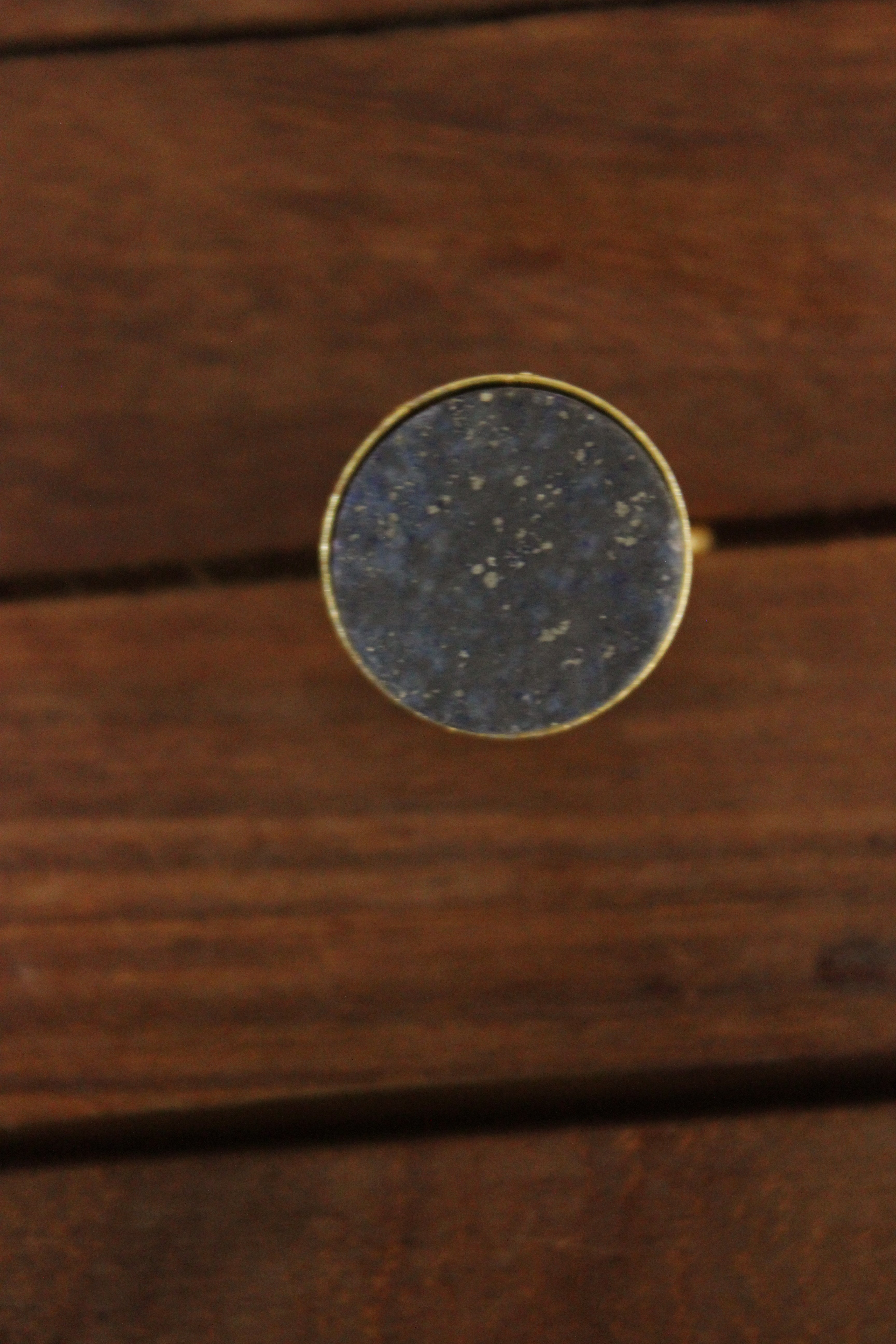 Black Sugar Druzy Gemstone Center Stone Gold Toned Adjustable Brass Finger Ring