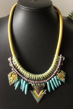 Load image into Gallery viewer, Vibrant Beads and Stones Yellow Toned Handmade Necklace
