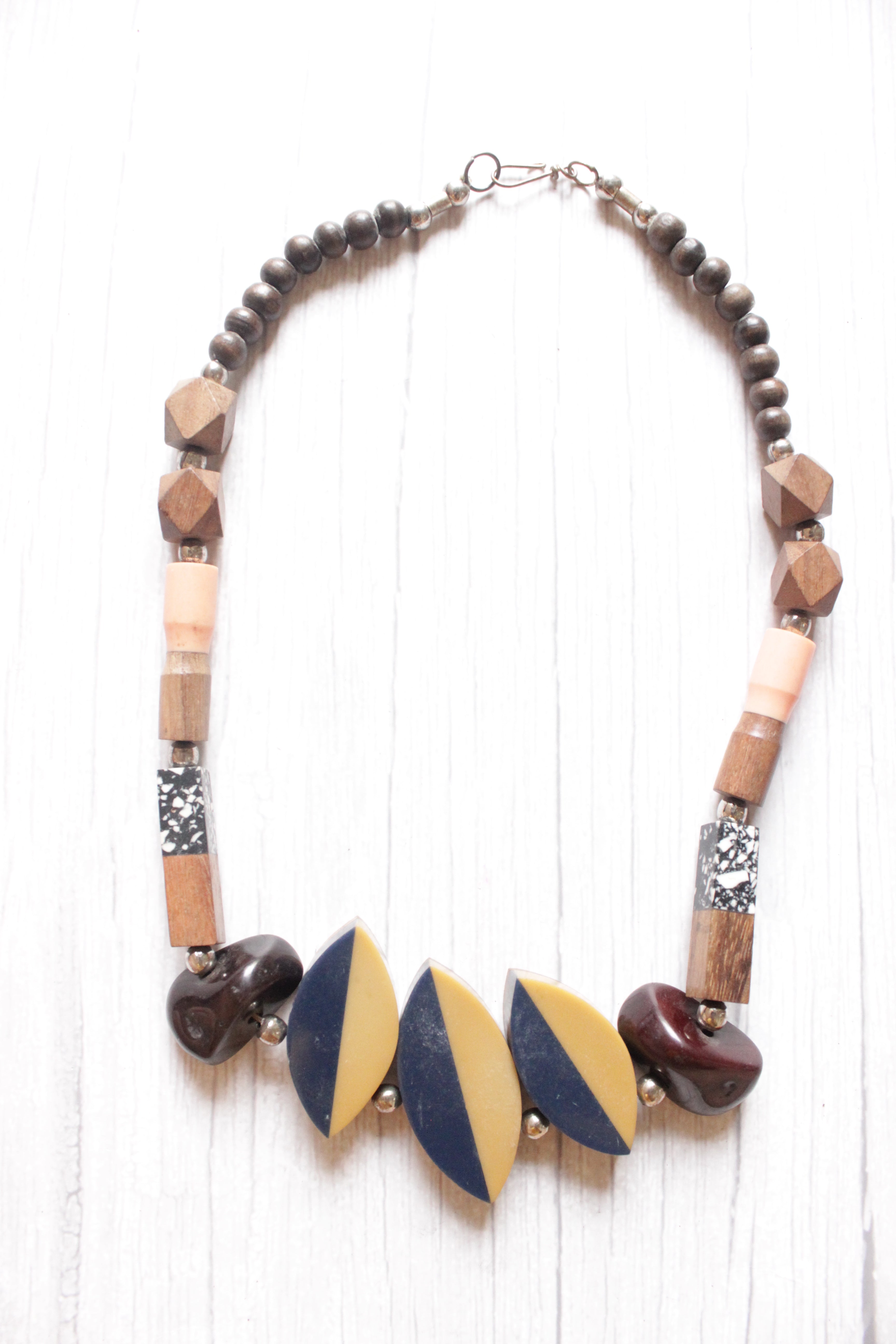 Stones and Wooden Work Handmade Necklace