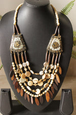 Load image into Gallery viewer, Ivory &amp; Brown Bone Beads Handcrafted Statement African Tribal Necklace
