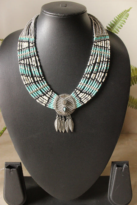 Blue Tones Beads Handmade Choker Necklace