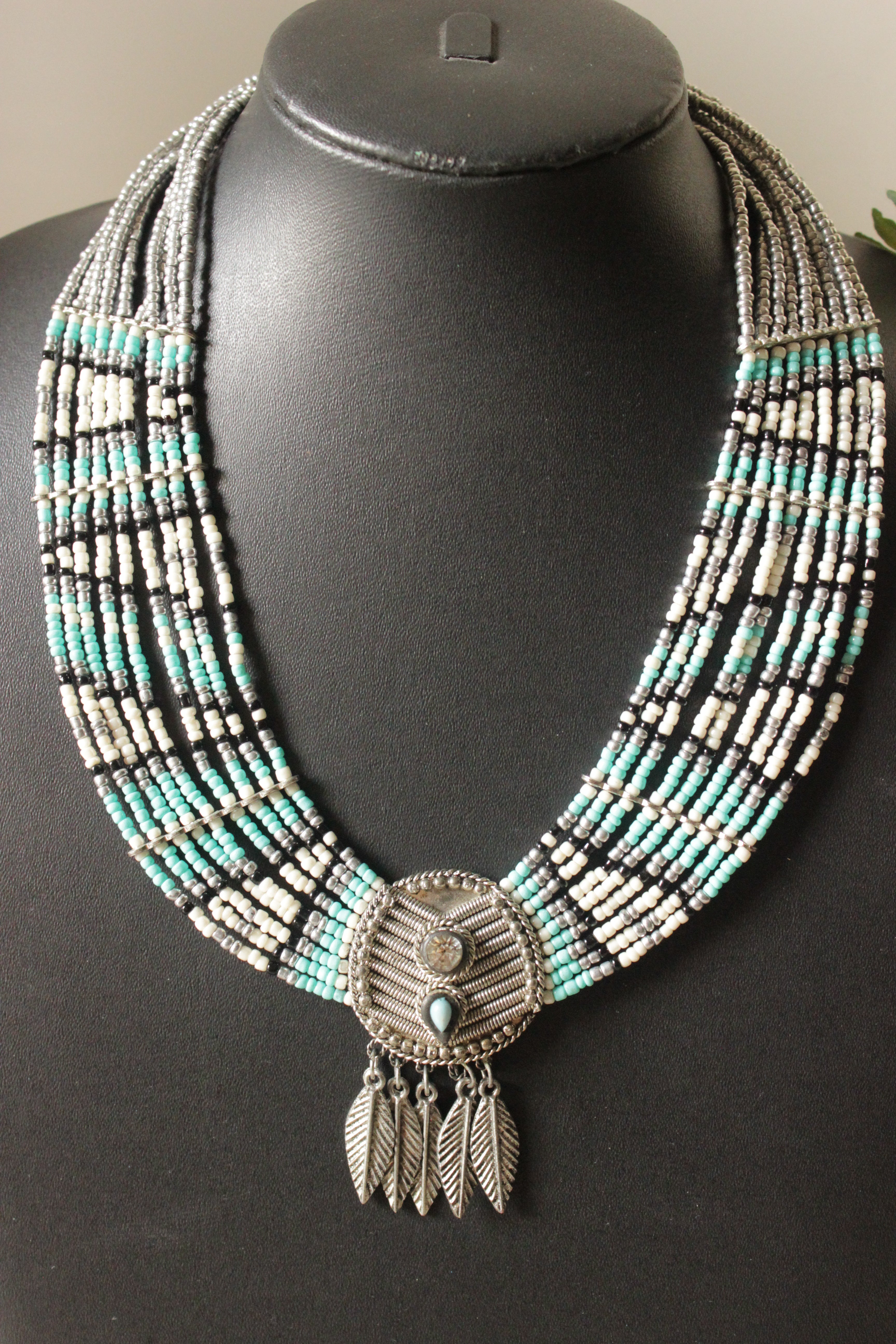 Blue Tones Beads Handmade Choker Necklace