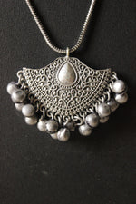 Load image into Gallery viewer, Oxidised Silver Metal Beads Embellished Chain Necklace
