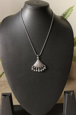 Load image into Gallery viewer, Oxidised Silver Metal Beads Embellished Triangular Chain Necklace
