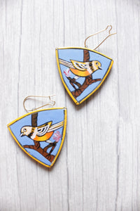 Hand Painted Bird Motifs Wire Closure Terracotta Clay Handmade Necklace Set