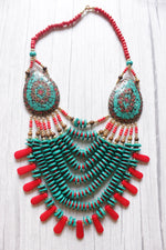 Load image into Gallery viewer, Turquoise &amp; Red Bone Beads Handcrafted Multi-Layer African Tribal Necklace
