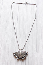 Load image into Gallery viewer, Oxidised Silver Metal Beads Embellished Chain Necklace
