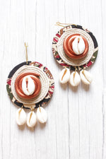 Load image into Gallery viewer, Kalamkari Fabric and Rope Handmade Shells Embellished Earrings
