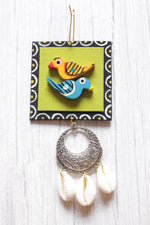 Load image into Gallery viewer, Hand Painted Fabric and Wooden Birds Shells Embellished Earrings
