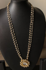 Load image into Gallery viewer, Kundan Stones Embellished Gold Toned White Beads Long Chain Necklace
