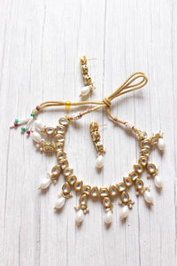 Petite Kundan Stones Gold Toned Brass Choker Necklace Set