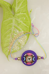 Fabric and Terracotta Clay Hand Painted Rakhi