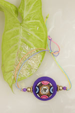 Load image into Gallery viewer, Fabric and Terracotta Clay Hand Painted Rakhi
