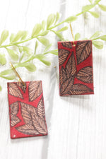 Load image into Gallery viewer, Red Leaves Block Printed Fabric Necklace Set with Adjustable Thread Closure Necklace Set
