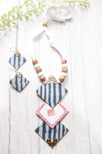 Load image into Gallery viewer, Indigo &amp; White Block Printed Fabric Necklace Set with Adjustable Thread Closure Necklace Set
