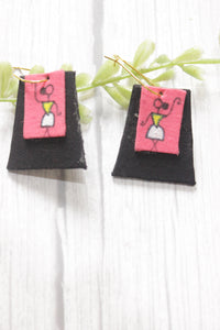 Black and Pink Tribal Hand Painted Fabric Choker Necklace Set