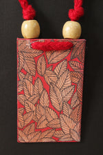 Load image into Gallery viewer, Red Leaves Block Printed Fabric Necklace Set with Adjustable Thread Closure Necklace Set
