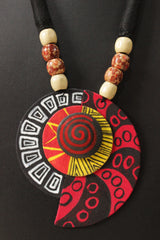Fabric Hand Painted Circular Adjustable Closure Fabric Necklace Set