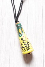 Load image into Gallery viewer, Hand Painted Conical Earthy Yellow Terracotta Clay Necklace with Thread Closure
