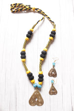 Load image into Gallery viewer, Fabric Beads Embellished Dhokra Pendant Handcrafted Necklace Set

