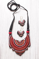 Load image into Gallery viewer, Intricately Detailed Black and Red Handcrafted Terracotta Clay Necklace Set

