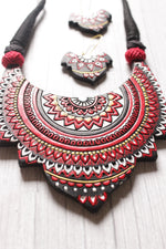 Load image into Gallery viewer, Intricately Detailed Black and Red Handcrafted Terracotta Clay Necklace Set
