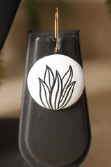 Monochrome Peacock Hand Painted Terracotta Clay Necklace Set with Adjustable Thread Closure