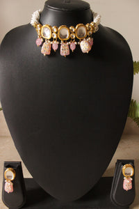 Kundan Stones and Meenakari Work Beaded Festive Adjustable Closure Choker Necklace Set