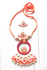 Load image into Gallery viewer, Earthy Multi-Color Fabric Handcrafted and Hand Painted Shell Work Necklace Set
