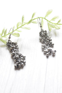 Metal Beads Embellished Dori Closure Oxidised Finish Chain Necklace