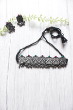 Load image into Gallery viewer, Multi-Color Stones Embedded Oxidised Finish Choker Necklace Set
