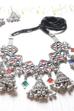 Load image into Gallery viewer, Multi-Color Enamel Painted Elaborate Oxidised Finish Choker Necklace Set
