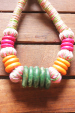 Load image into Gallery viewer, Multi-Color Wooden and Fabric Beads Hand Braided Threads Versatile Bracelet
