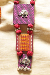 Brocade Fabric Muted Adjustable Length Necklace Set