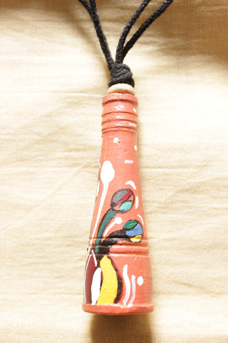 Peach Hand Painted Terracotta Clay Necklace