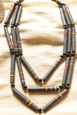 Load image into Gallery viewer, Black Terracotta Clay Beads Abstract Shape 3 Layer Necklace Set
