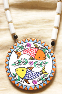 Hand Painted Fishes Terracotta Clay Necklace Set
