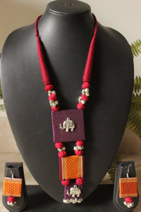 Brocade Fabric Muted Adjustable Length Necklace Set