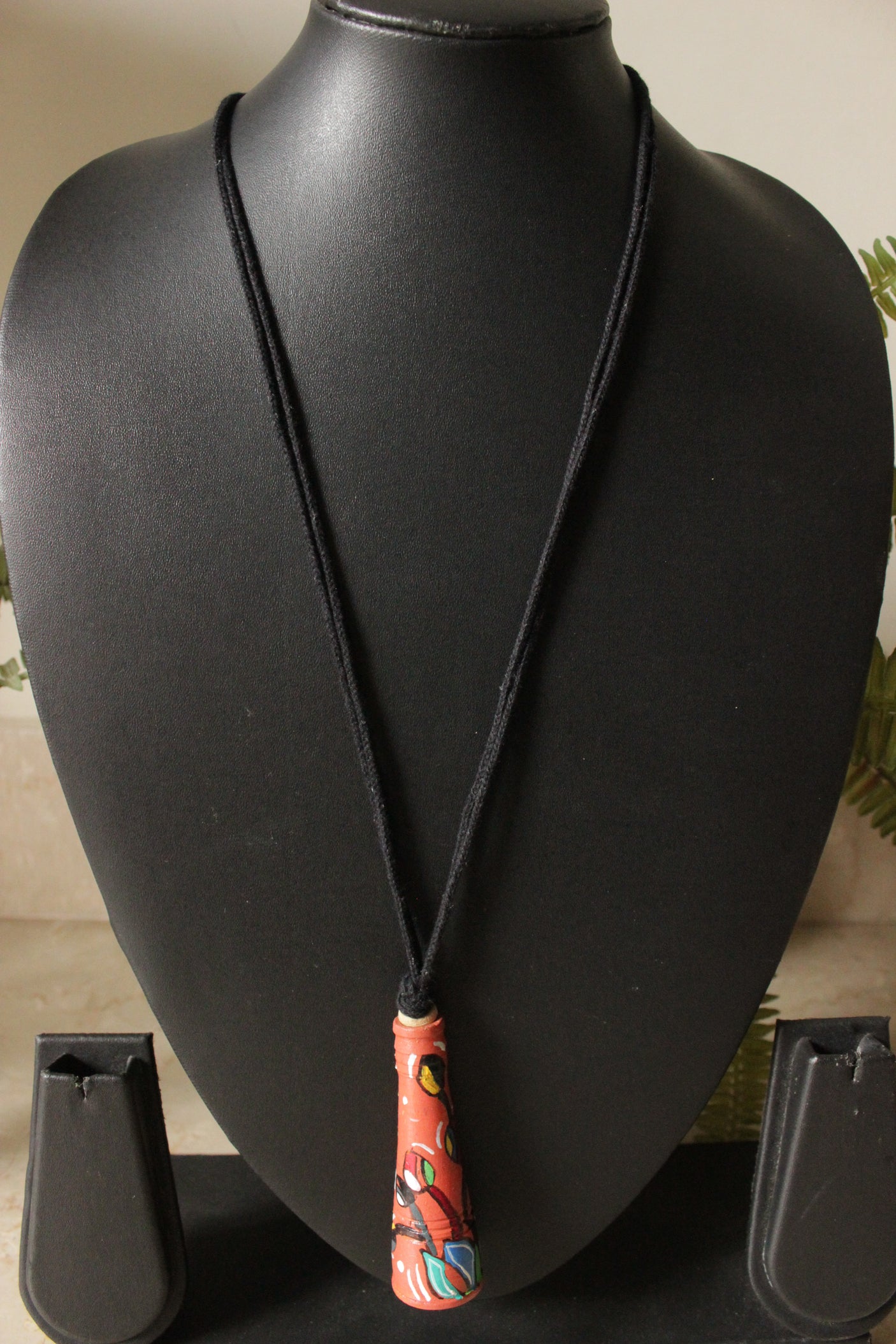 Peach Hand Painted Terracotta Clay Necklace