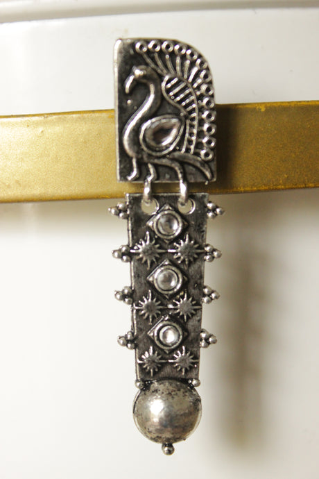 Peacock Motif Oxidised Finish Versatile Long Dangler Earrings