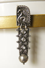 Load image into Gallery viewer, Peacock Motif Oxidised Finish Versatile Long Dangler Earrings
