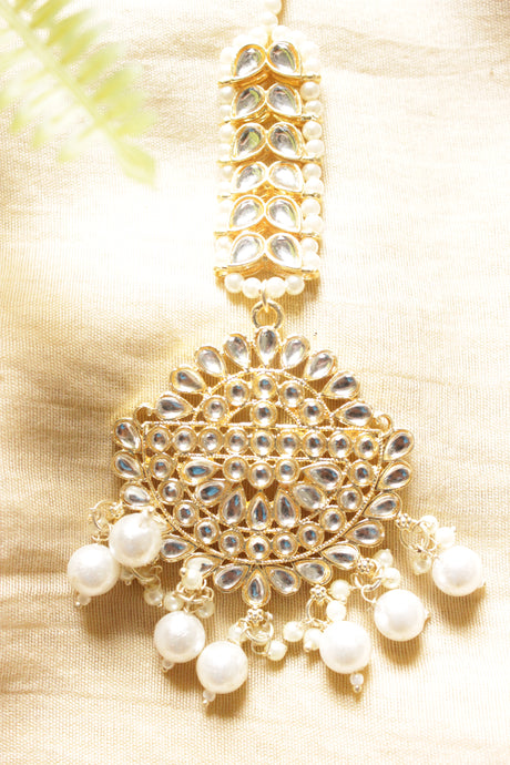 Kundan Stones Embedded Gold Toned Ethnic and Festive Maang Tikka